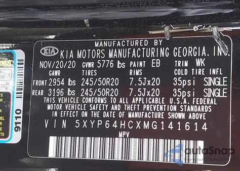 2021 Kia Telluride S z USA, uszkodzony, nr VIN 5XYP64HCXMG141614